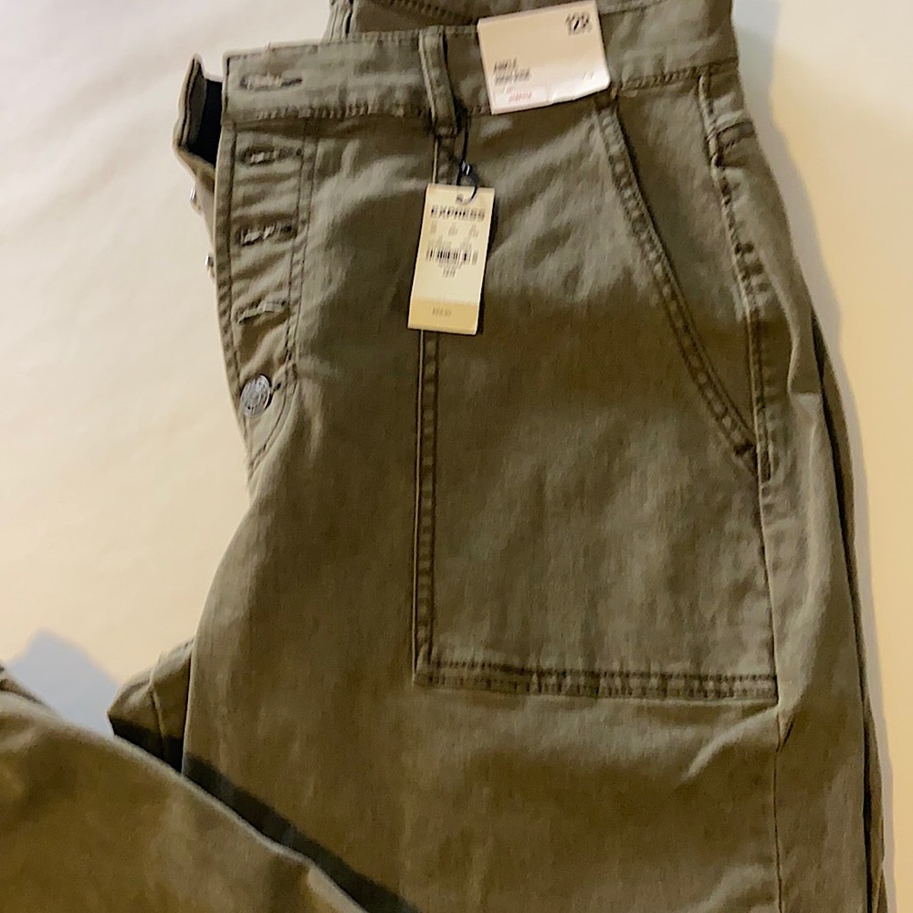 Express ankle high rise pants olive green